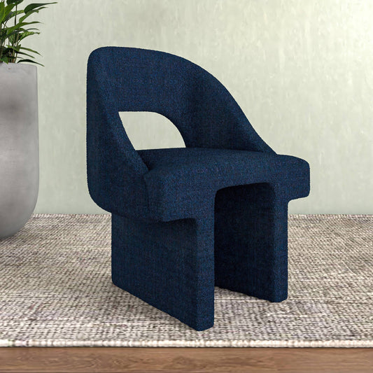 Quell Boucle Accent Chair Curved Open Back Design and Manufactured Wood Frame