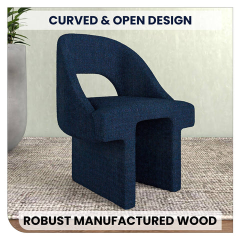 Quell Boucle Accent Chair with a Curved Open Back Design and Manufactured Wood Frame