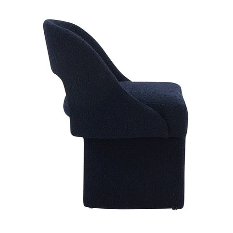 Quell Boucle Accent Chair with a Curved Open Back Design and Manufactured Wood Frame