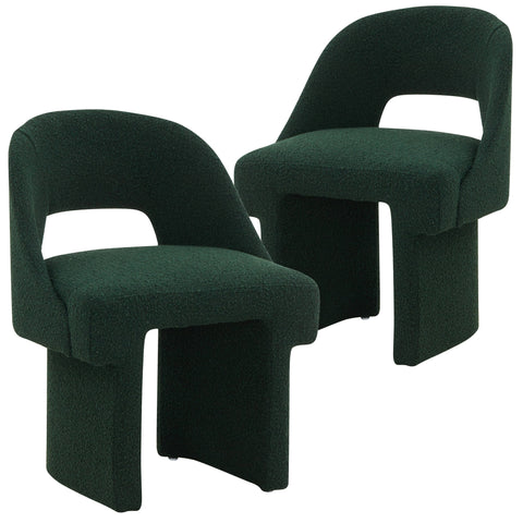 Quell Boucle Accent Chair Curved Open Back Design and Manufactured Wood Frame Set of 2