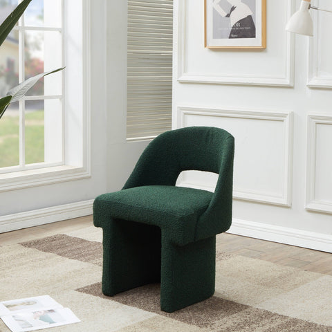 Quell Boucle Accent Chair with a Curved Open Back Design and Manufactured Wood Frame