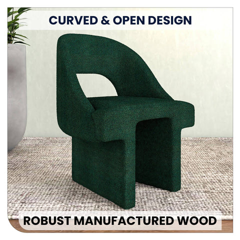 Quell Boucle Accent Chair with a Curved Open Back Design and Manufactured Wood Frame