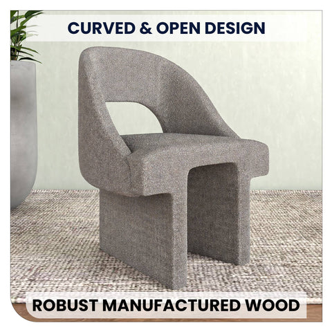 Quell Boucle Accent Chair Curved Open Back Design and Manufactured Wood Frame Set of 2