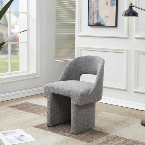 Quell Boucle Accent Chair with a Curved Open Back Design and Manufactured Wood Frame