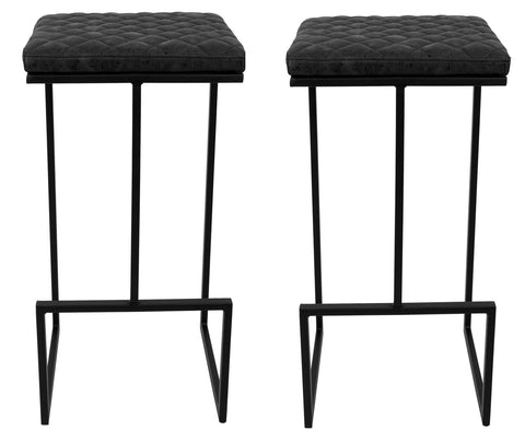 Quincy Leather Bar Stools With Metal Frame