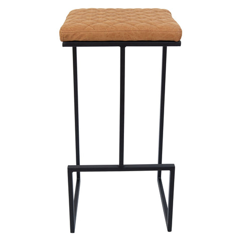 Quincy Quilted Stitched Leather Bar Stools With Metal Frame