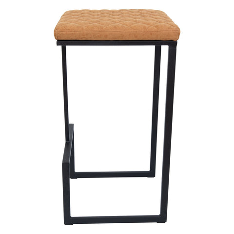 Quincy Quilted Stitched Leather Bar Stools With Metal Frame