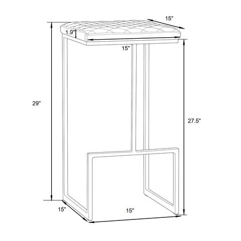 Quincy Quilted Stitched Leather Bar Stools With Metal Frame