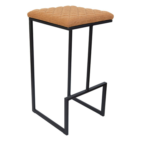 Quincy Quilted Stitched Leather Bar Stools With Metal Frame