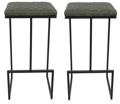 Quincy Leather Bar Stools With Metal Frame