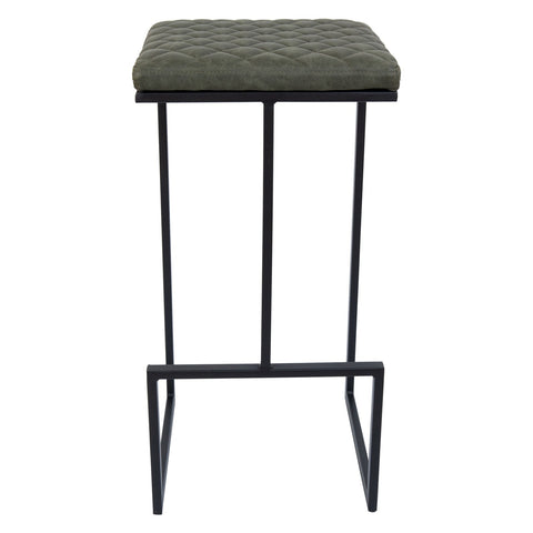 Quincy Quilted Stitched Leather Bar Stools With Metal Frame