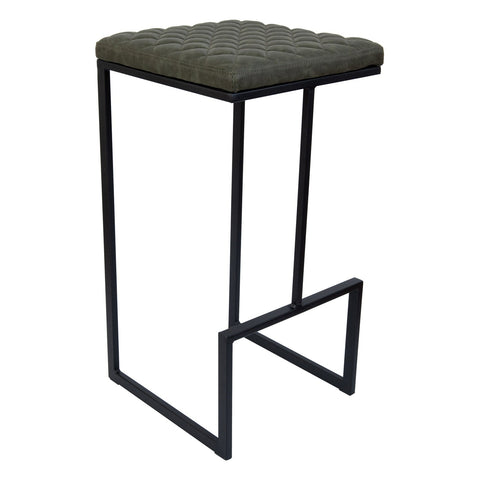 Quincy Quilted Stitched Leather Bar Stools With Metal Frame