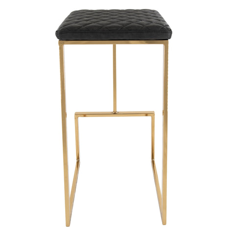 Quincy Quilted Stitched Leather Bar Stools With Gold Metal Frame Set of 2