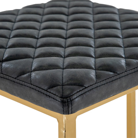 Quincy Quilted Stitched Leather Bar Stools With Gold Metal Frame