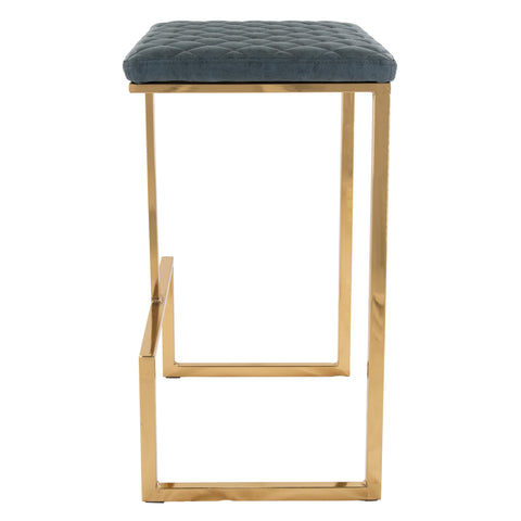 Quincy Quilted Stitched Leather Bar Stools With Gold Metal Frame