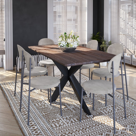 Euston Modern Velvet Dining Kitchen Side Chair with Powder Coated Grey Steel Frame, Set of 4