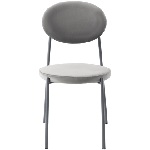 Euston Modern Velvet Dining Kitchen Side Chair with Powder Coated Grey Steel Frame, Set of 4