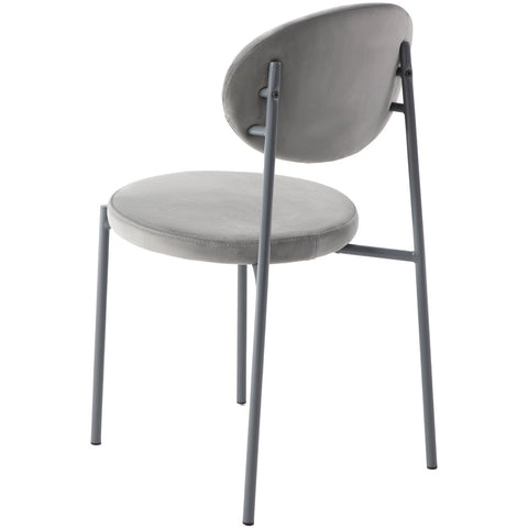 Euston Modern Velvet Dining Kitchen Side Chair with Powder Coated Grey Steel Frame, Set of 4