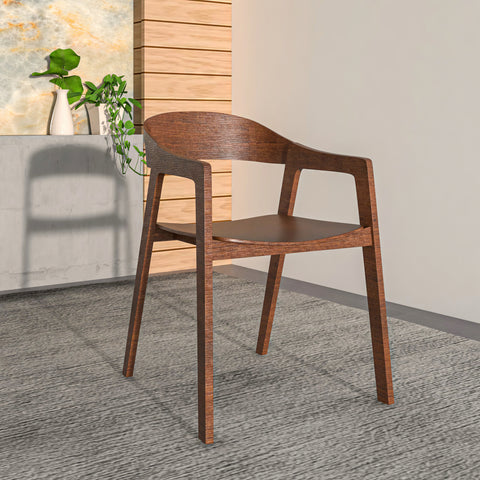 Rivo Dining Chairs in Sturdy Oak Wood with Open Back Design and Armrests