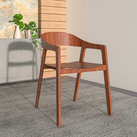 Rivo Dining Chairs in Sturdy Oak Wood with Open Back Design and Armrests