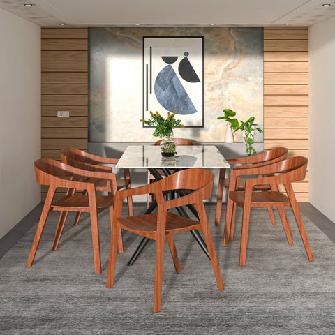 Rivo Dining Chairs in Sturdy Oak Wood with Open Back Design and Armrests