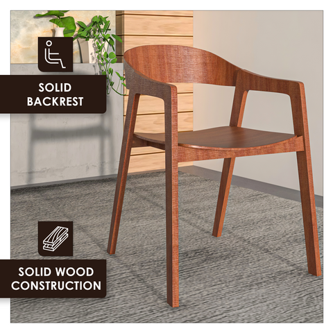 Rivo Dining Chairs in Sturdy Oak Wood with Open Back Design and Armrests