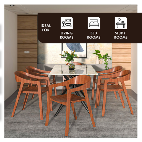 Rivo Dining Chairs in Sturdy Oak Wood with Open Back Design and Armrests