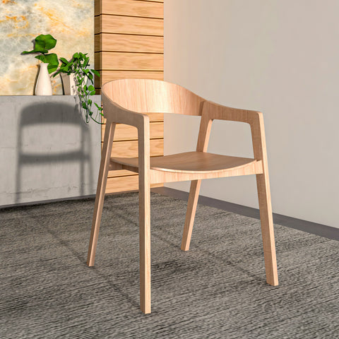 Rivo Dining Chairs in Sturdy Oak Wood with Open Back Design and Armrests