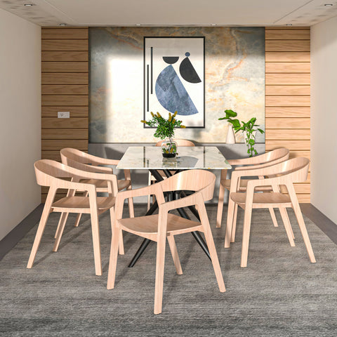 Rivo Dining Chairs in Sturdy Oak Wood with Open Back Design and Armrests