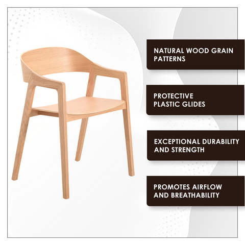 Rivo Dining Chairs in Sturdy Oak Wood with Open Back Design and Armrests