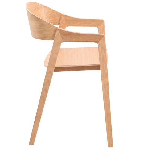 Rivo Dining Chairs in Sturdy Oak Wood with Open Back Design and Armrests