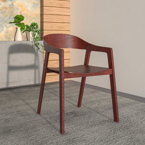 Rivo Dining Chairs in Sturdy Oak Wood with Open Back Design and Armrests