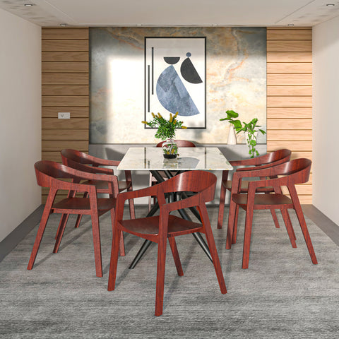 Rivo Dining Chairs in Sturdy Oak Wood with Open Back Design and Armrests