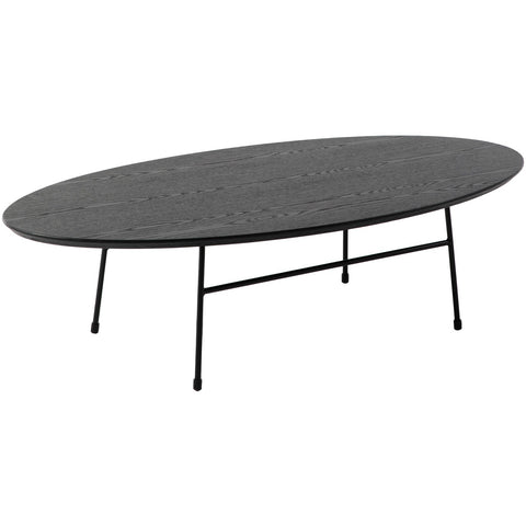 Rossmore Mid Century Modern Oval Coffee Table with Black Powder Coated Steel Frame