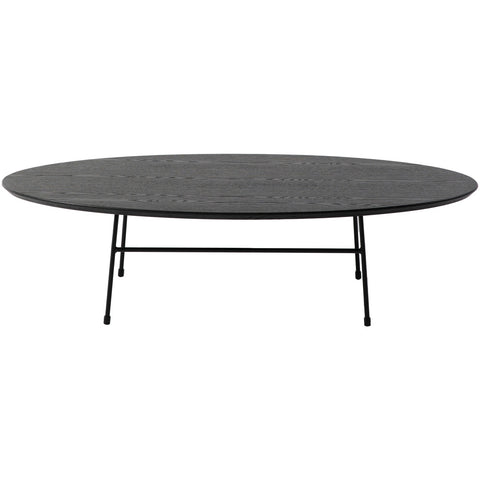 Rossmore Mid Century Modern Oval Coffee Table with Black Powder Coated Steel Frame