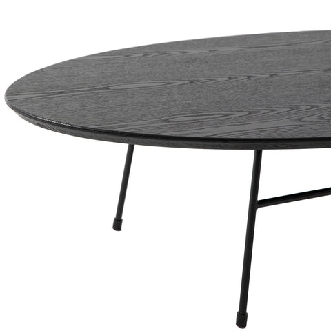 Rossmore Mid Century Modern Oval Coffee Table with Black Powder Coated Steel Frame