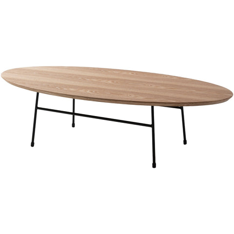 Rossmore Mid Century Modern Oval Coffee Table with Black Powder Coated Steel Frame