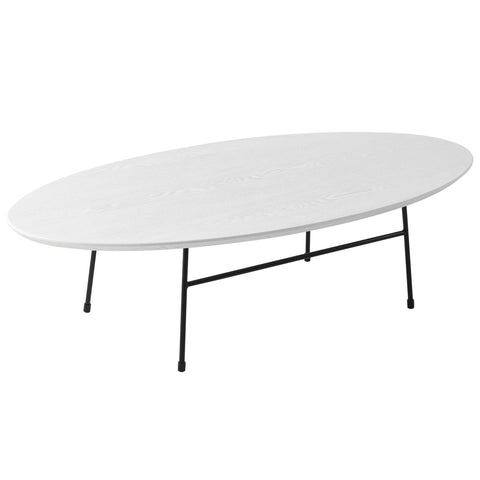 Rossmore Mid Century Modern Oval Coffee Table with Black Powder Coated Steel Frame