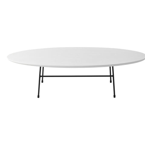 Rossmore Mid Century Modern Oval Coffee Table with Black Powder Coated Steel Frame