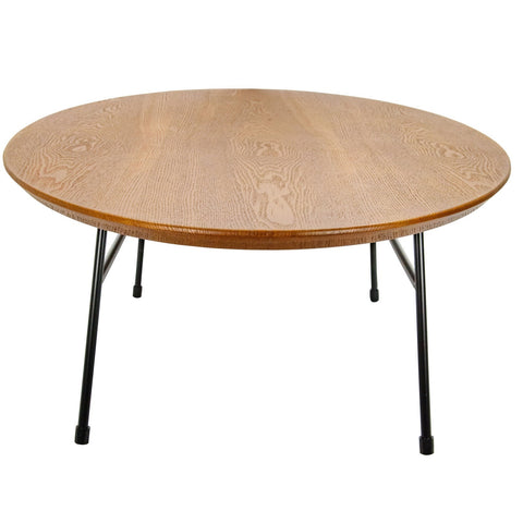 Rossmore Mid Century Modern Oval Coffee Table with Black Powder Coated Steel Frame