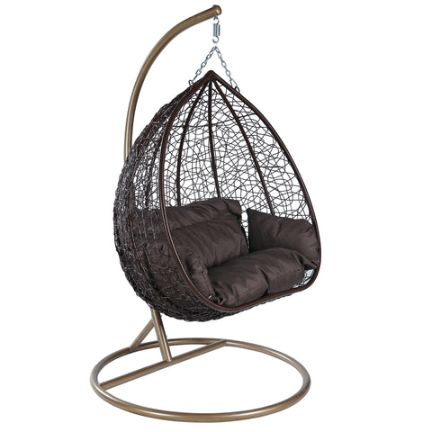 Recluse Two-Person Seater Hanging Swing Chair with Teardrop Design