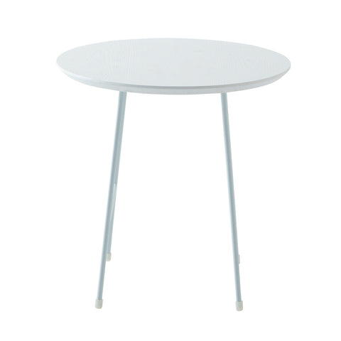 Rossmore Round Side Table with MDF Wood Tabletop in White Steel