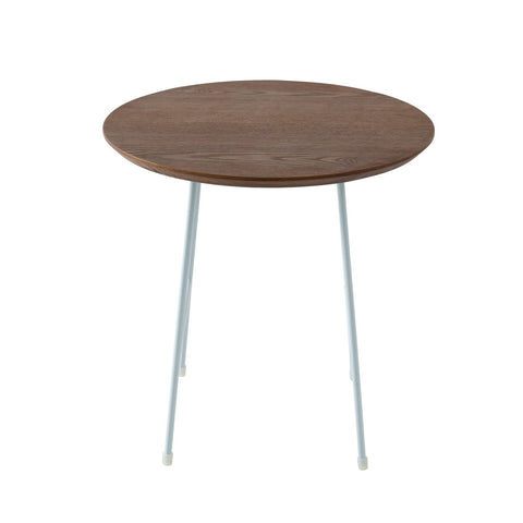 Rossmore Round Side Table with MDF Wood Tabletop in White Steel