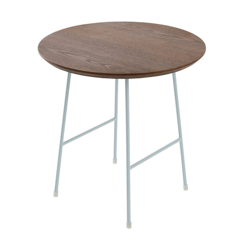 Rossmore Round Side Table with MDF Wood Tabletop in White Steel