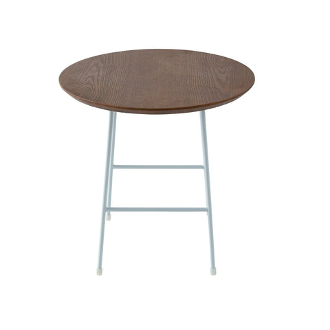 Rossmore Round Side Table with MDF Wood Tabletop in White Steel