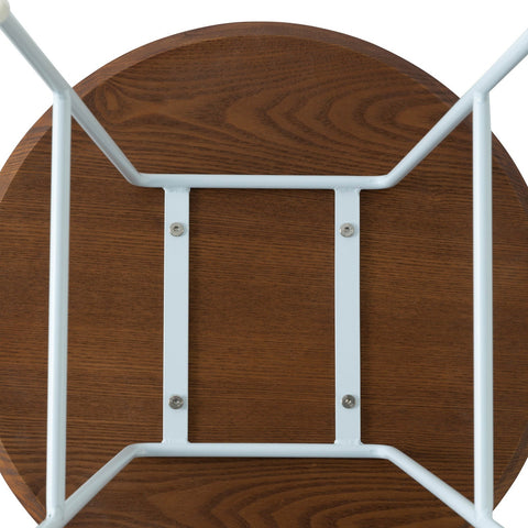 Rossmore Round Side Table with MDF Wood Tabletop in White Steel