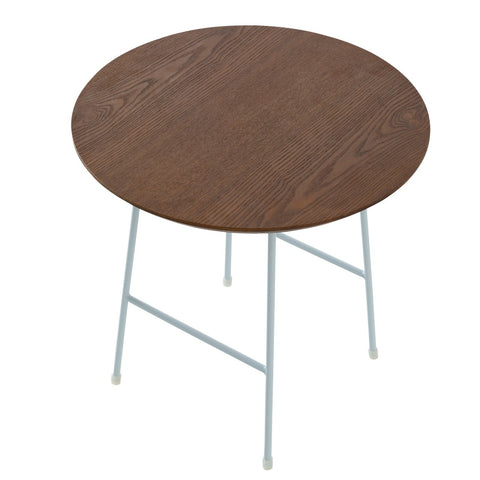 Rossmore Round Side Table with MDF Wood Tabletop in White Steel