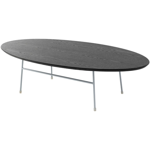 Rossmore Oval Coffee Table with MDF Wood Tabletop in Black/White Steel Frame