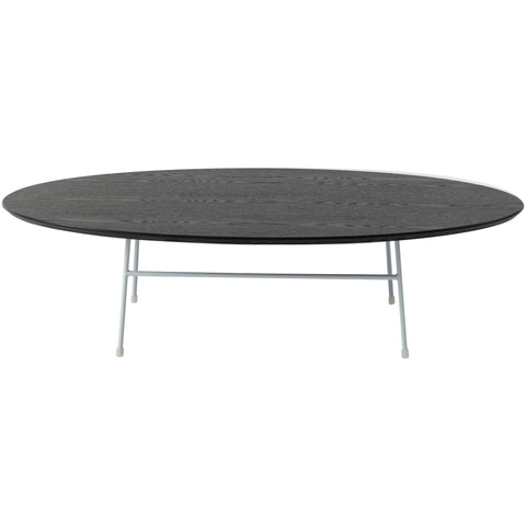 Rossmore Oval Coffee Table with MDF Wood Tabletop in Black/White Steel Frame