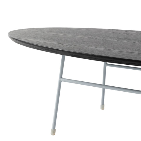 Rossmore Oval Coffee Table with MDF Wood Tabletop in Black/White Steel Frame